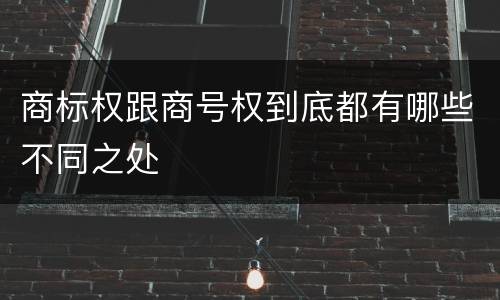 商标权跟商号权到底都有哪些不同之处