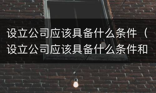 设立公司应该具备什么条件（设立公司应该具备什么条件和要求）