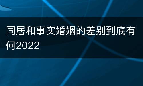 同居和事实婚姻的差别到底有何2022