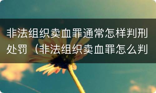非法组织卖血罪通常怎样判刑处罚（非法组织卖血罪怎么判）