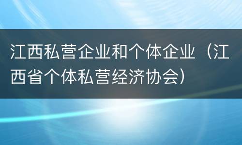 江西私营企业和个体企业（江西省个体私营经济协会）