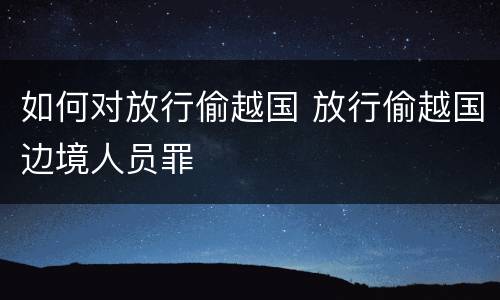 如何对放行偷越国 放行偷越国边境人员罪