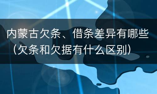 内蒙古欠条、借条差异有哪些（欠条和欠据有什么区别）
