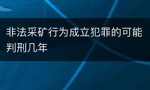 非法采矿行为成立犯罪的可能判刑几年