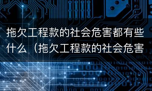 拖欠工程款的社会危害都有些什么（拖欠工程款的社会危害都有些什么内容）