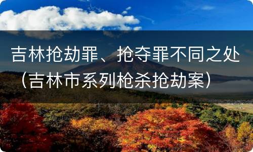 吉林抢劫罪、抢夺罪不同之处（吉林市系列枪杀抢劫案）