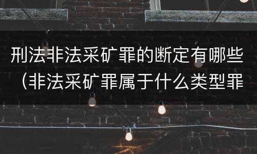刑法非法采矿罪的断定有哪些（非法采矿罪属于什么类型罪）