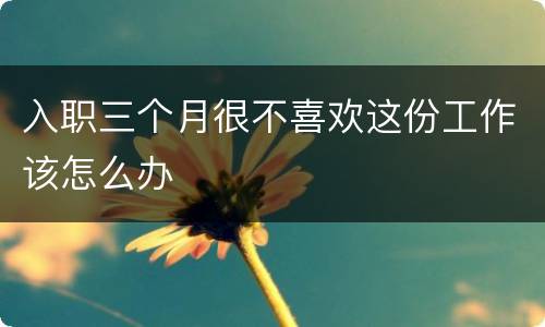 入职三个月很不喜欢这份工作该怎么办