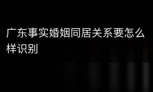广东事实婚姻同居关系要怎么样识别