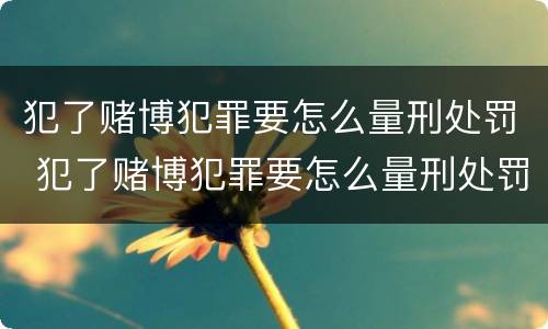 犯了赌博犯罪要怎么量刑处罚 犯了赌博犯罪要怎么量刑处罚呢