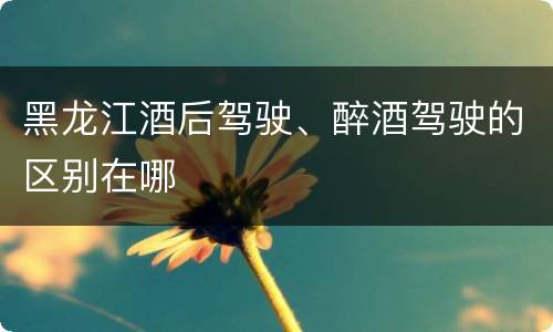 黑龙江酒后驾驶、醉酒驾驶的区别在哪