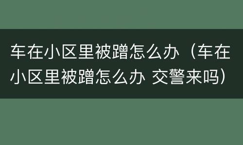 车在小区里被蹭怎么办（车在小区里被蹭怎么办 交警来吗）