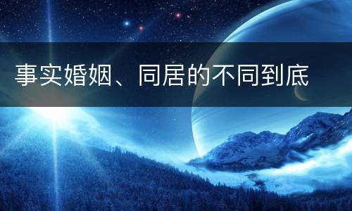 事实婚姻、同居的不同到底