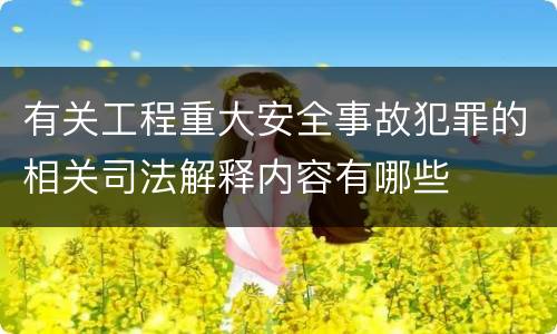 有关工程重大安全事故犯罪的相关司法解释内容有哪些