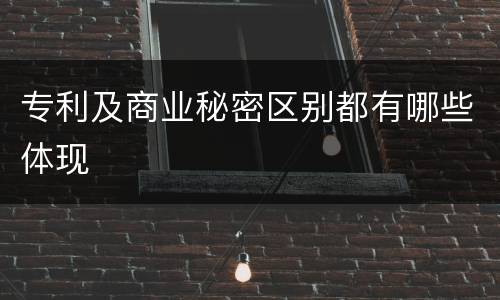 专利及商业秘密区别都有哪些体现