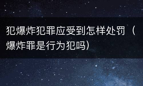 犯爆炸犯罪应受到怎样处罚（爆炸罪是行为犯吗）