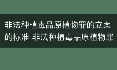 非法种植毒品原植物罪的立案的标准 非法种植毒品原植物罪的立案的标准是什么