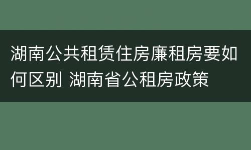 湖南公共租赁住房廉租房要如何区别 湖南省公租房政策
