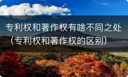 专利权和著作权有啥不同之处（专利权和著作权的区别）
