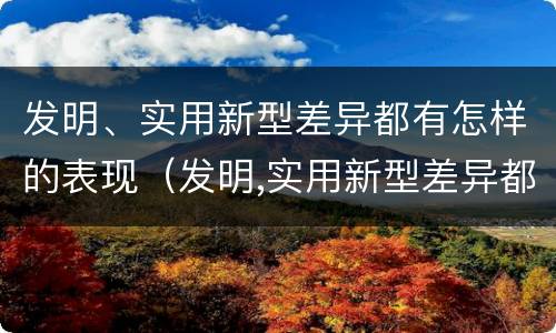 发明、实用新型差异都有怎样的表现（发明,实用新型差异都有怎样的表现呢）