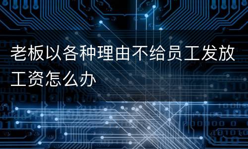 老板以各种理由不给员工发放工资怎么办