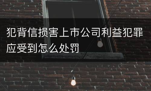 犯背信损害上市公司利益犯罪应受到怎么处罚