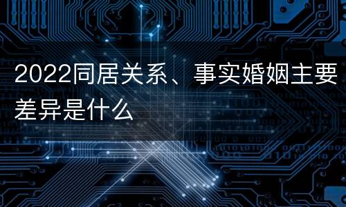 2022同居关系、事实婚姻主要差异是什么