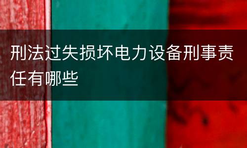 刑法过失损坏电力设备刑事责任有哪些