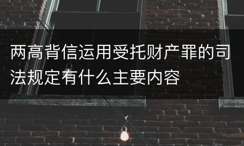 两高背信运用受托财产罪的司法规定有什么主要内容