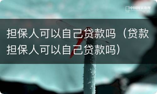 担保人可以自己贷款吗（贷款担保人可以自己贷款吗）