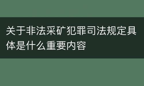 关于非法采矿犯罪司法规定具体是什么重要内容
