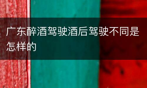 广东醉酒驾驶酒后驾驶不同是怎样的