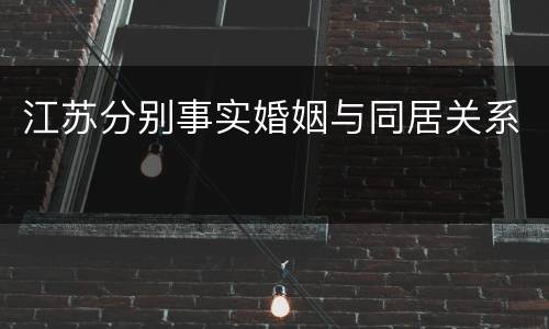 江苏分别事实婚姻与同居关系