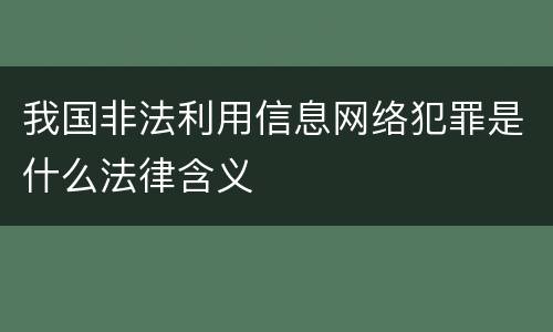 我国非法利用信息网络犯罪是什么法律含义
