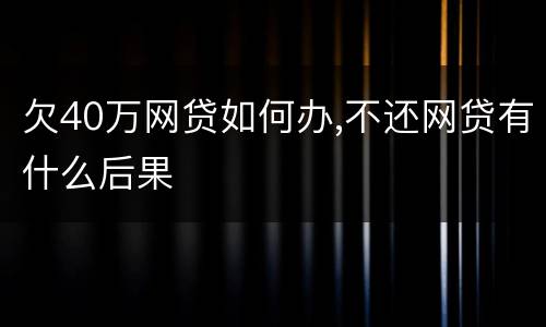 欠40万网贷如何办,不还网贷有什么后果