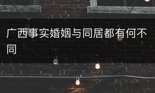 广西事实婚姻与同居都有何不同