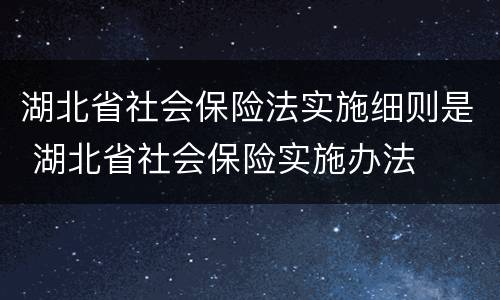湖北省社会保险法实施细则是 湖北省社会保险实施办法