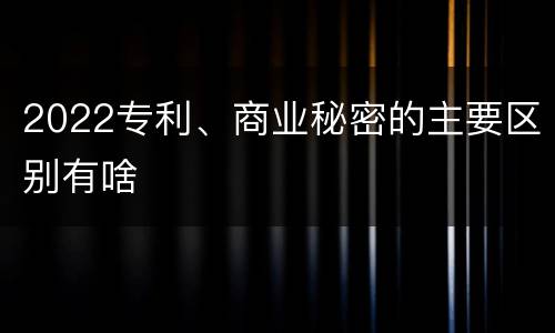 2022专利、商业秘密的主要区别有啥