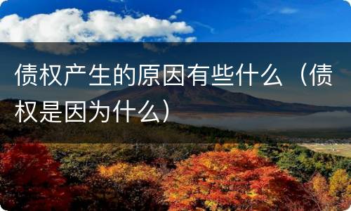 债权产生的原因有些什么（债权是因为什么）
