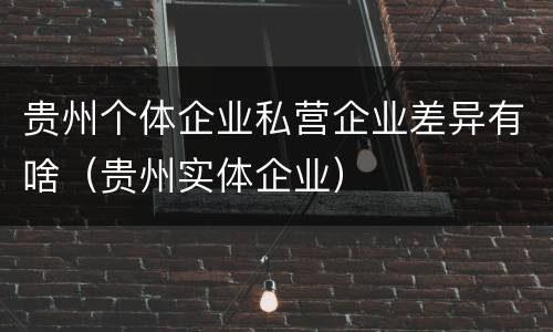 贵州个体企业私营企业差异有啥（贵州实体企业）