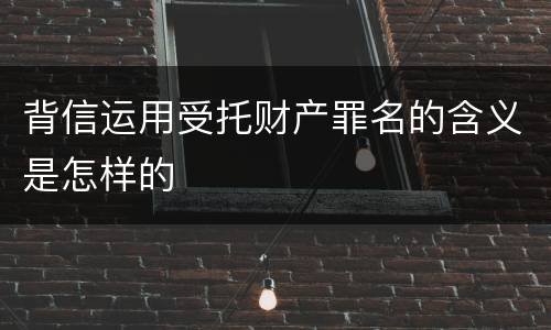 背信运用受托财产罪名的含义是怎样的