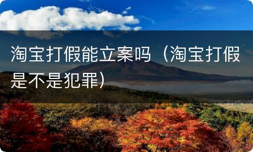 淘宝打假能立案吗（淘宝打假是不是犯罪）