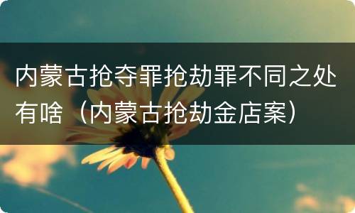 内蒙古抢夺罪抢劫罪不同之处有啥（内蒙古抢劫金店案）