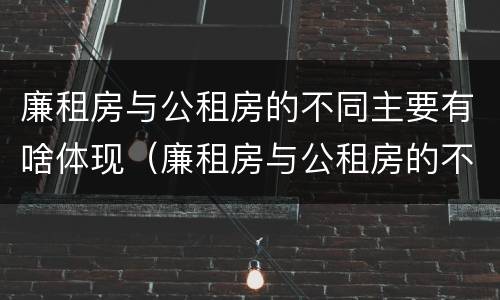 廉租房与公租房的不同主要有啥体现（廉租房与公租房的不同主要有啥体现呢）