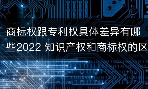 商标权跟专利权具体差异有哪些2022 知识产权和商标权的区别