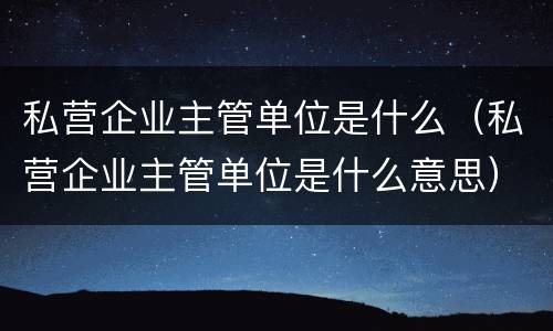 私营企业主管单位是什么（私营企业主管单位是什么意思）