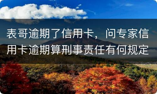 表哥逾期了信用卡，问专家信用卡逾期算刑事责任有何规定