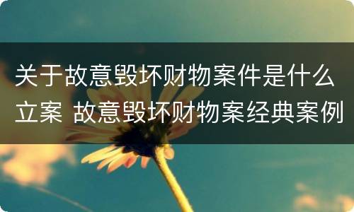 关于故意毁坏财物案件是什么立案 故意毁坏财物案经典案例