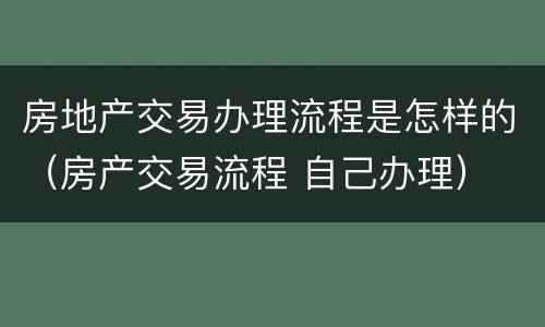 房地产交易办理流程是怎样的（房产交易流程 自己办理）