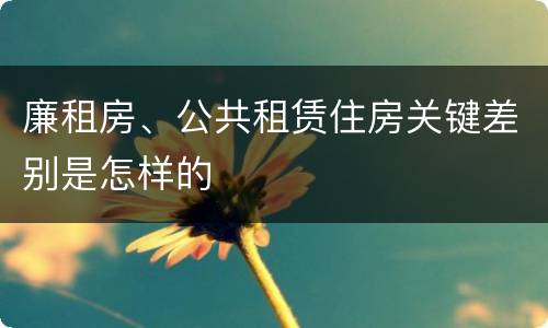 廉租房、公共租赁住房关键差别是怎样的